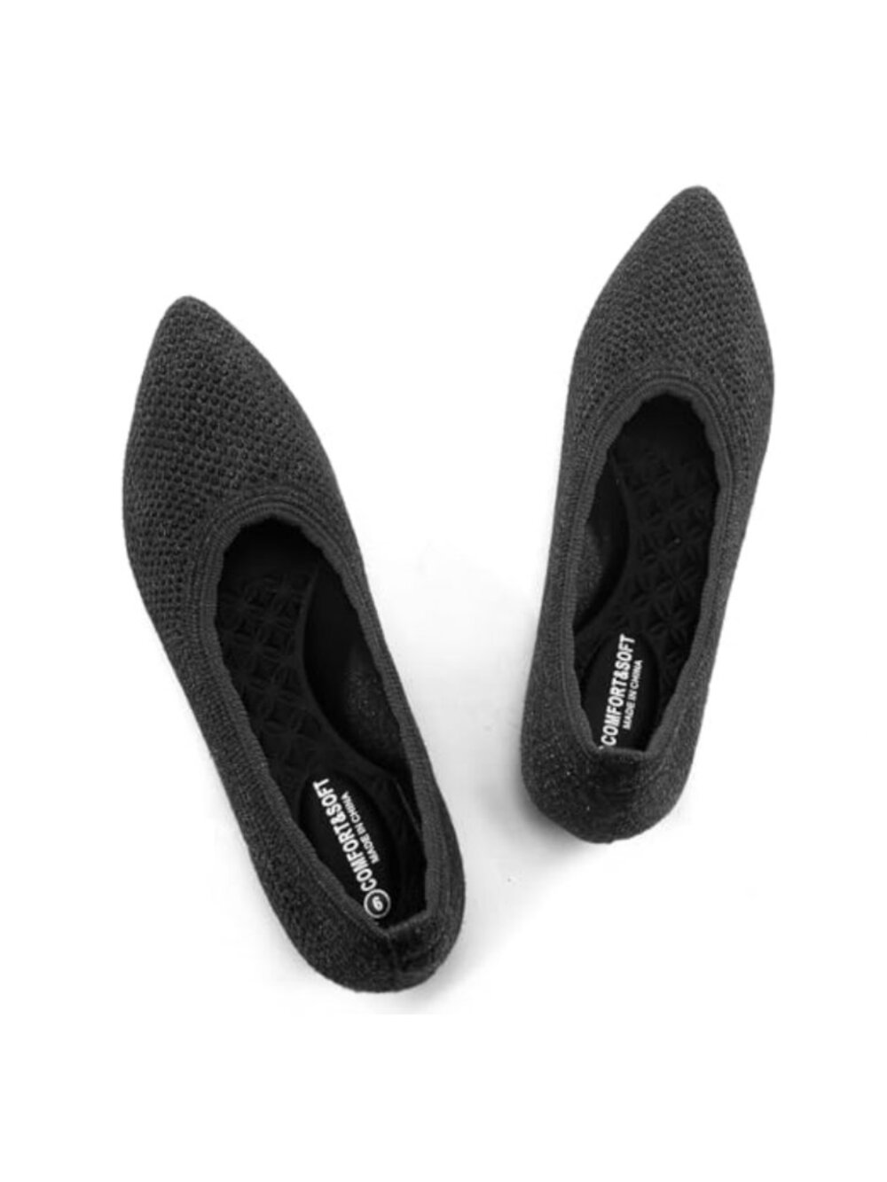 Womens Pointed Toe Knit Slip On Ballet Flats Comfort Dress Shoes